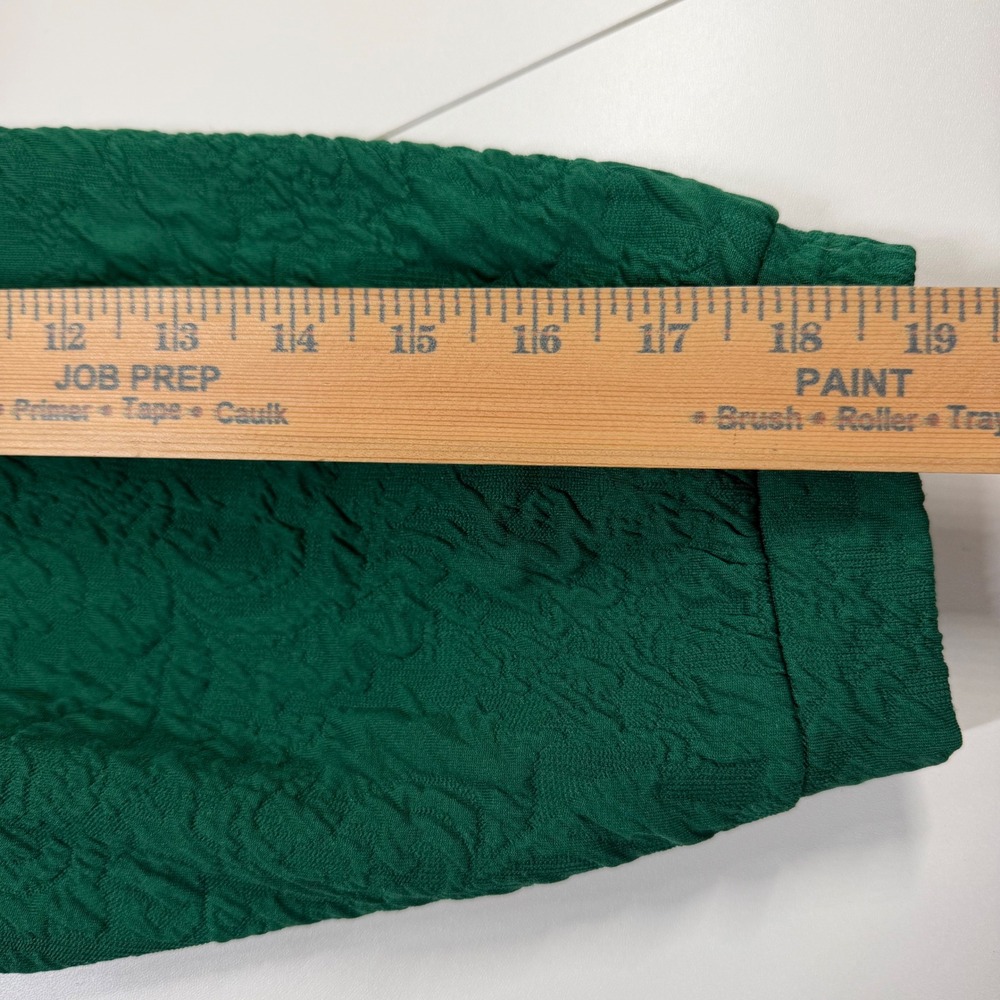 Crown & Ivy Blouse Women L Green Ruffle Neck Textured Puff Sleeve Top - Picture 10 of 11